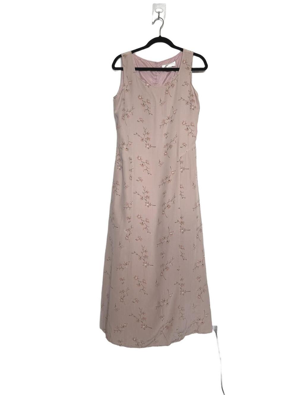 Vintage 90s Romantic Pink Sleeveless Floral Long Maxi Dress